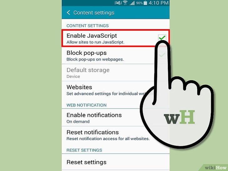 ¿Cómo activar Javascript en Android?