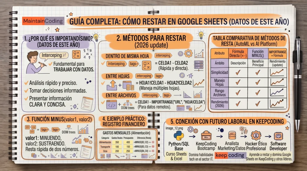 Aprende a restar en Google Sheets paso a paso 1 restar en Google Sheets
