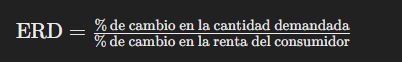 fórmula de la elasticidad renta demanda