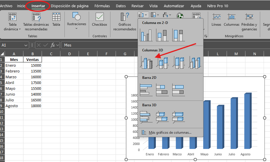 cómo hacer un gráfico en Excel