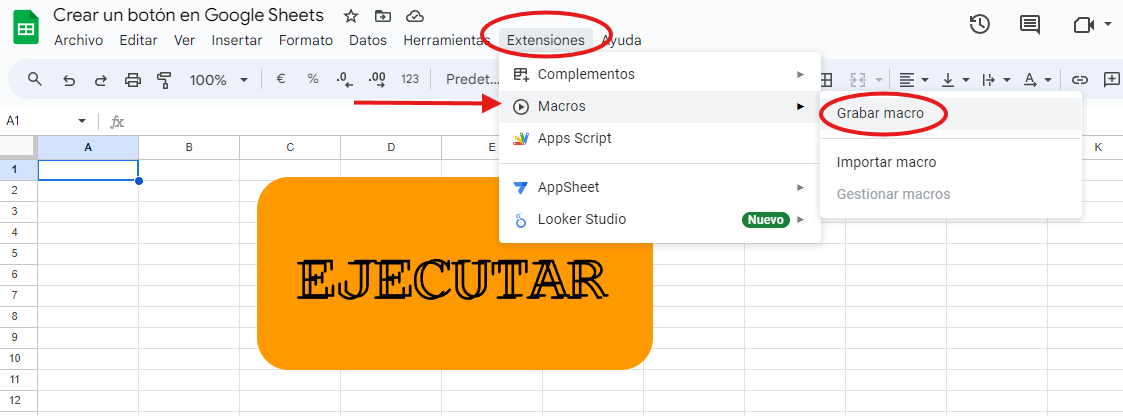 aprende a crear un botón en google sheets