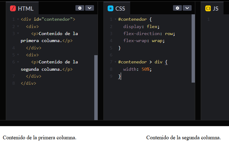 hacer dos columnas en HTML y CSS