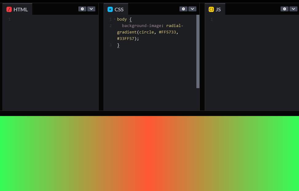 cómo poner un fondo de color en HTML: CSS degradado 2