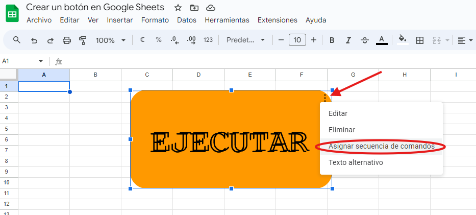 cómo crear un botón en google sheets