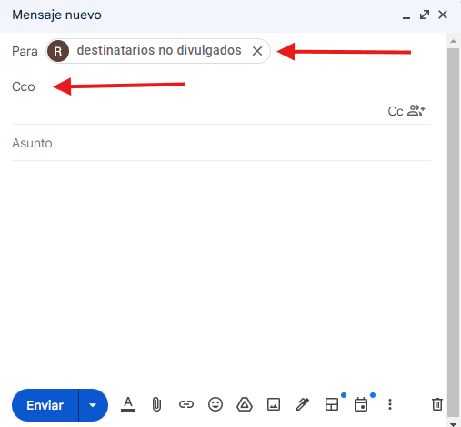 ocultar destinatarios en gmail