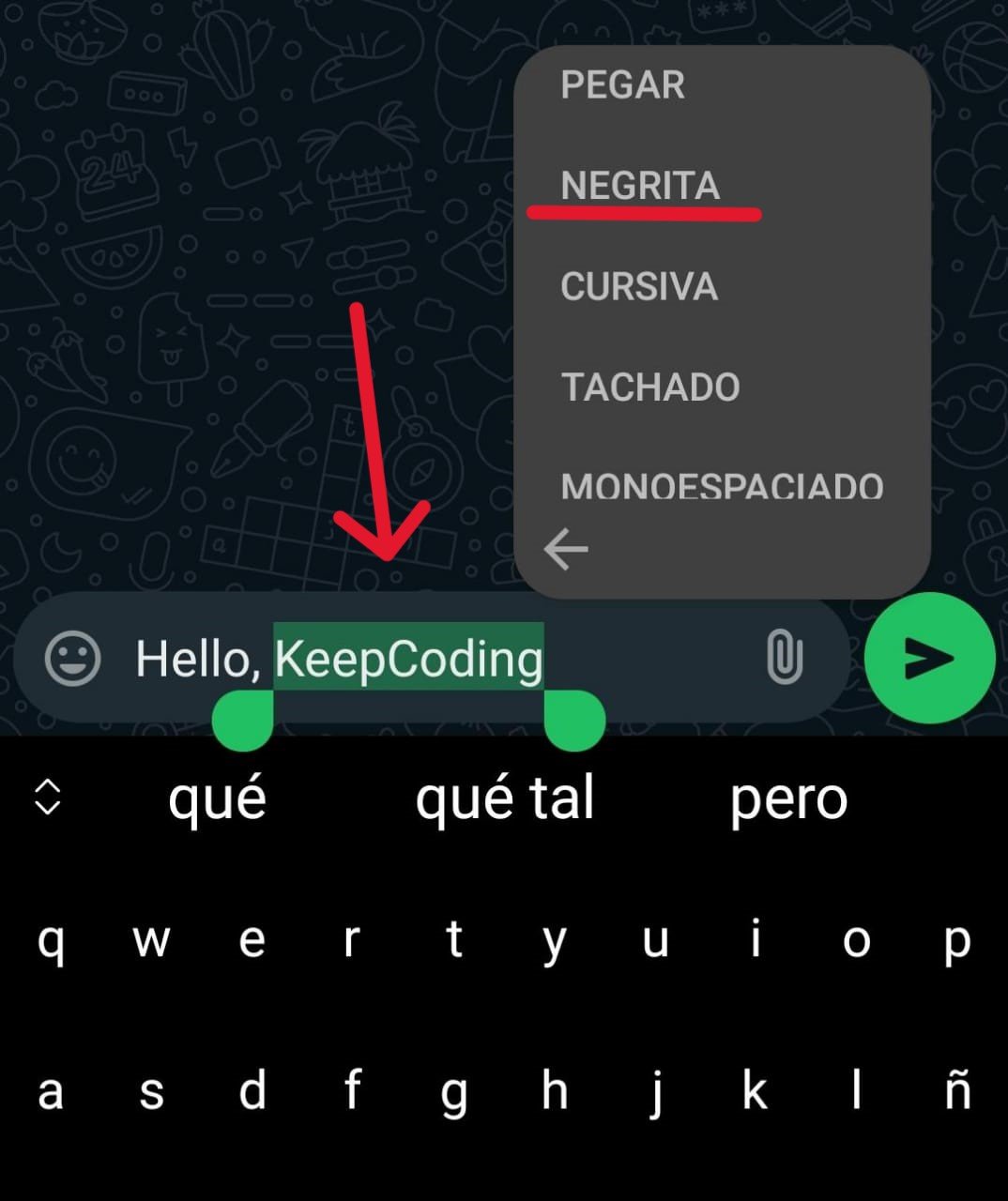 paso a paso para poner negrita en whatsapp
