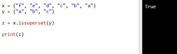 set.issuperset() en Python