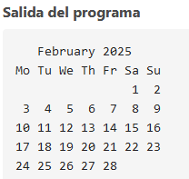 import calendar en Python calendario 1