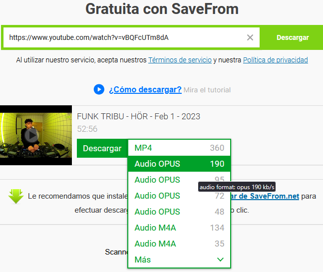 descargar videos de YouTube con savefrom