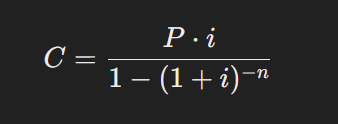 matemáticas financieras formula de un préstamo