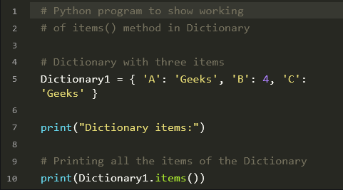 dict.items() en Python